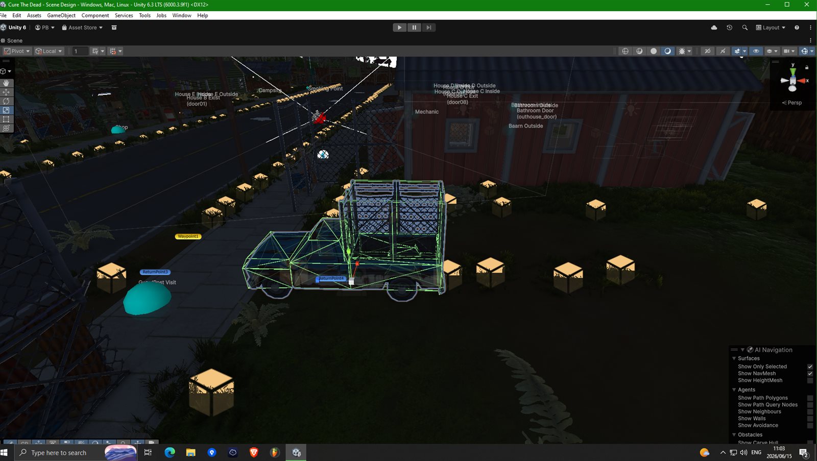 Delivery truck colliders and physics setup